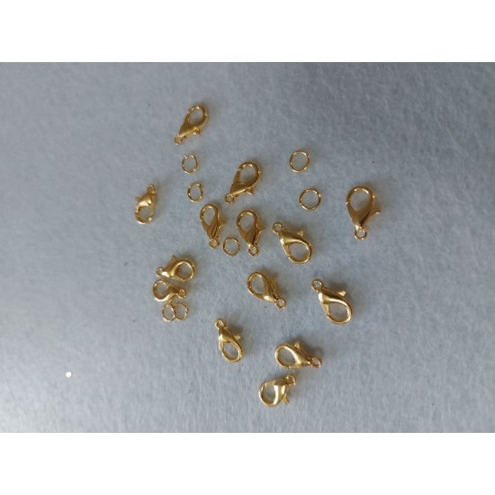 Застежка-карабин для браслетов/ цв.золото/ 12мм, цена за 1 шт